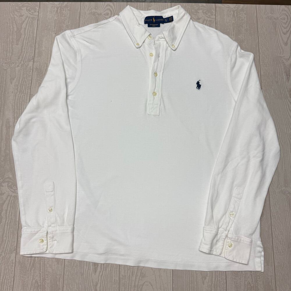 Ralph Lauren Polo Men’s XL Featherweight Mesh White Long Sleeve Pony Shirt